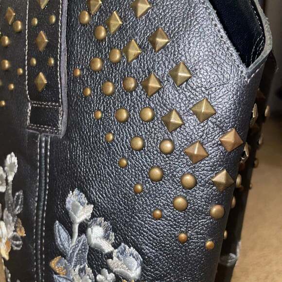 Dingo Women's Poppy Graphite Floral Embroidered Studded Snip Toe Cowboy Boots - Picture 5 of 6